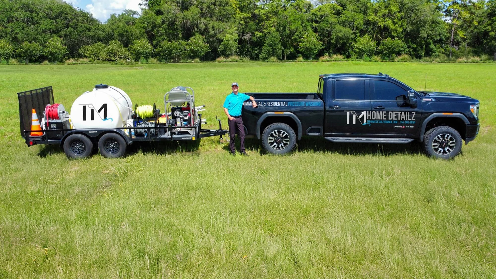 The TM Home Detailz truck and trailer rig with Travis Moss