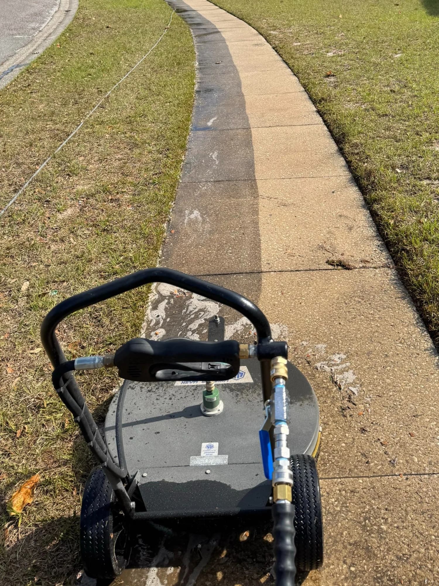 Handrail ramp being surface cleaned