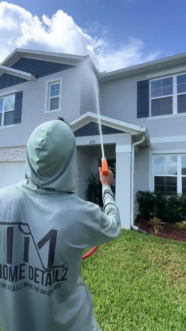Soft wash in progress
