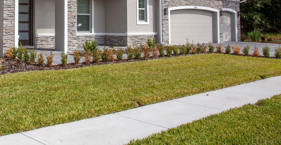 The same sidewalk restored to bright, clean concrete